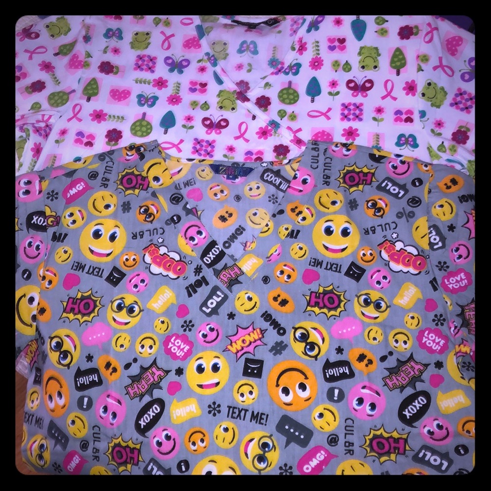 2 scrub tops